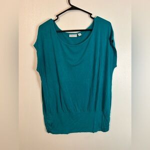 New York & Company Teal Crew Neck Blouse